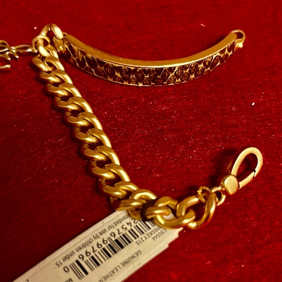 Sam Edelman NWWT Nickel & Gold Tone W/Genuine Leather ID Inspired Bracelet - Picture 12 of 15